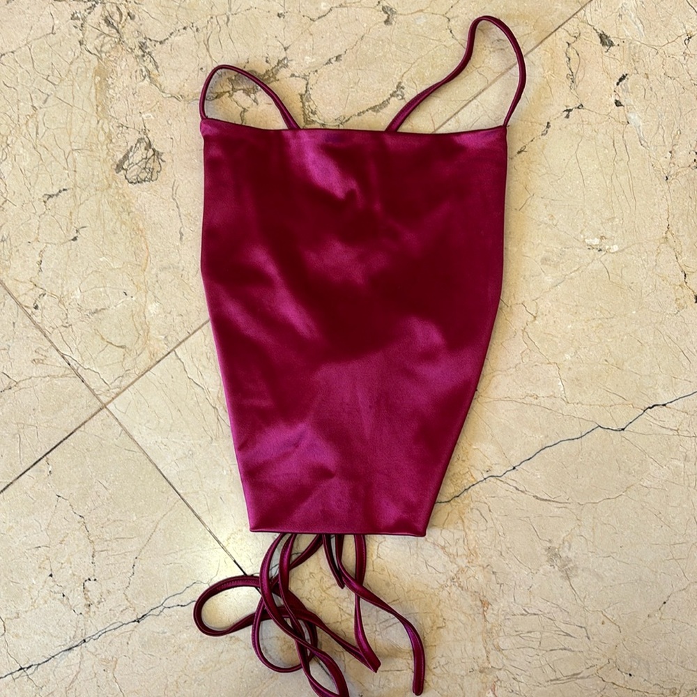 Silky Red Open Back Top